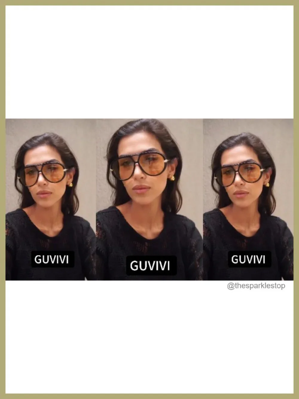 Oversized Retro Aviator Sunglasses - Gold Metal Frame UV Protection Women